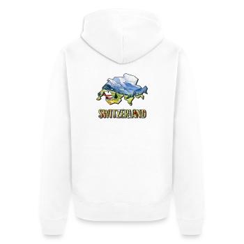 Aquarell Landkarte Schweiz - Unisex Premium Bio Zip Hoodie - Weiß - Hinten - Thijin (182cm)
