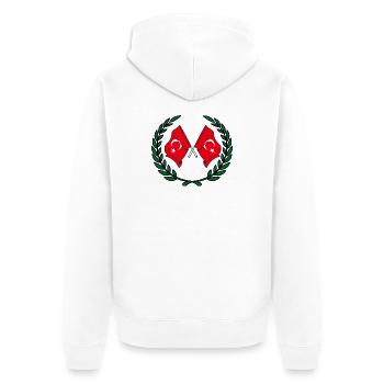 Drapeaux de la Turquie en couronne de laurier - Veste à capuche bio Premium Unisexe - blanc - Dos - Thijin (182cm)