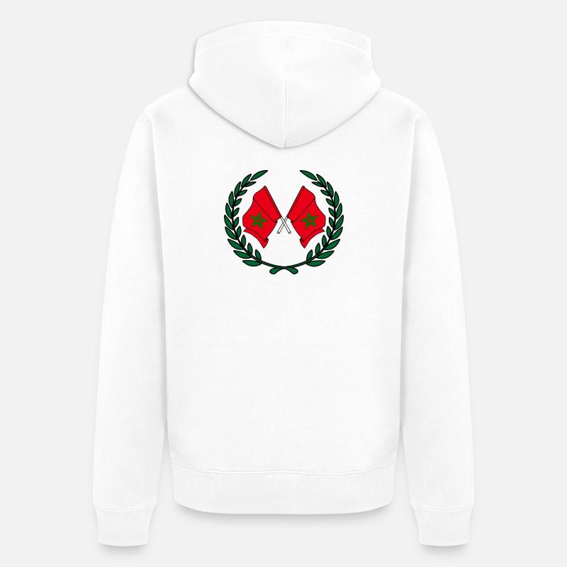 Drapeaux Maroc en couronne de laurier - Veste à capuche bio Premium Unisexe - blanc