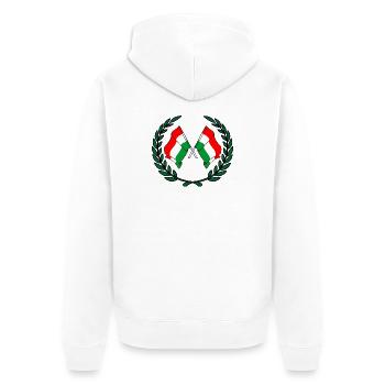 Flaggen Ungarn im Lorbeerkranz - Unisex Premium Bio Zip Hoodie - Weiß - Hinten - Thijin (182cm)