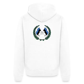 Flaggen Estland im Lorbeerkranz - Unisex Premium Bio Zip Hoodie - Weiß - Hinten - Thijin (182cm)