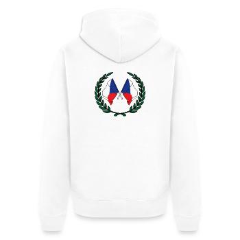 Drapeaux de la République tchèque en couronne de laurier - Veste à capuche bio Premium Unisexe - blanc - Dos - Thijin (182cm)