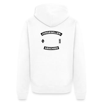 JGA-Motiv Rahmen (JGA MC-Rocker-Kutten-Design) - Unisex Premium Bio Zip Hoodie - Weiß - Hinten - Thijin (182cm)
