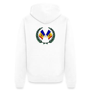 Fahnen Moldawien im Lorbeerkranz - Unisex Premium Bio Zip Hoodie - Weiß - Hinten - Thijin (182cm)