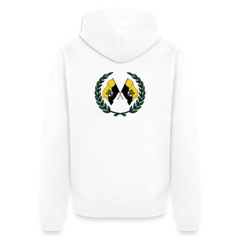 Fahnen Sachsen Anhalt Lorbeerkranz - Unisex Premium Bio Zip Hoodie - Weiß - Hinten - Thijin (182cm)