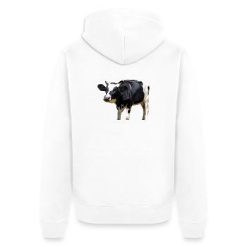 Kuh - Unisex Premium Bio Zip Hoodie - Weiß - Hinten - Thijin (182cm)