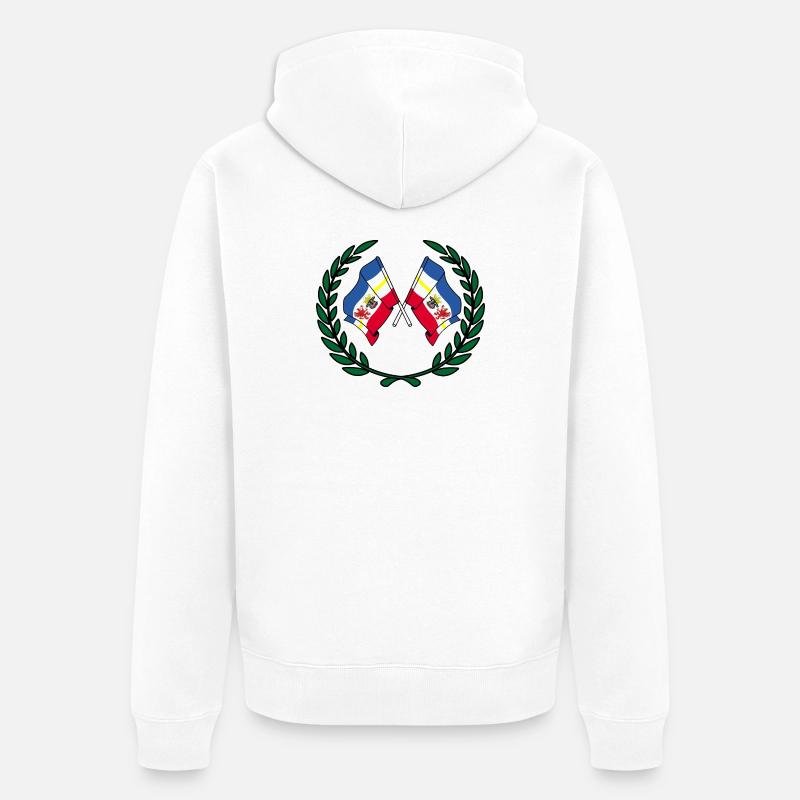 Drapeaux Mecklembourg, Poméranie-Occidentale, couronne de laurier - Veste à capuche bio Premium Unisexe - blanc