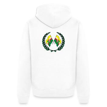 Drapeaux Couronne de laurier Lubusz - Veste à capuche bio Premium Unisexe - blanc - Dos - Thijin (182cm)