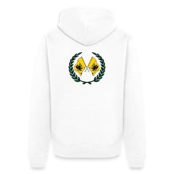 Fahnen Pommerscher Lorbeerkranz - Unisex Premium Bio Zip Hoodie - Weiß - Hinten - Thijin (182cm)