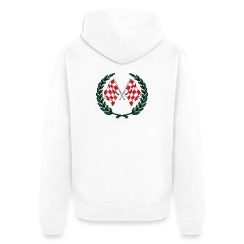 Flaggen der Provinz Nordbrabant mit Lorbeerkranz - Unisex Premium Bio Zip Hoodie - Weiß - Hinten - Thijin (182cm)