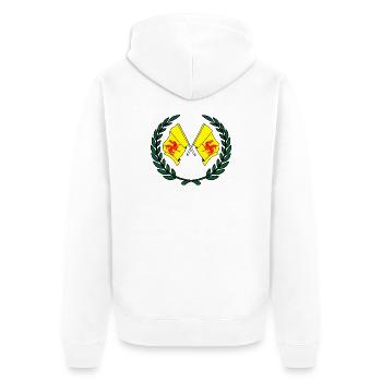 Flaggen Provinz Wallonien Belgien Lorbeerkranz - Unisex Premium Bio Zip Hoodie - Weiß - Hinten - Thijin (182cm)