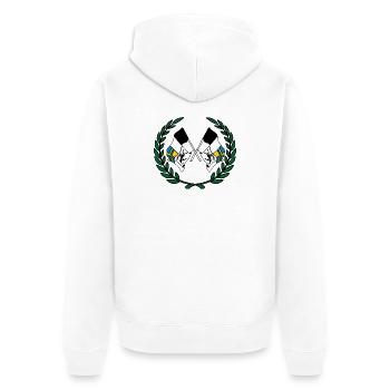 Fahnen Graubünden Schweiz Lorbeerkranz - Unisex Premium Bio Zip Hoodie - Weiß - Hinten - Thijin (182cm)