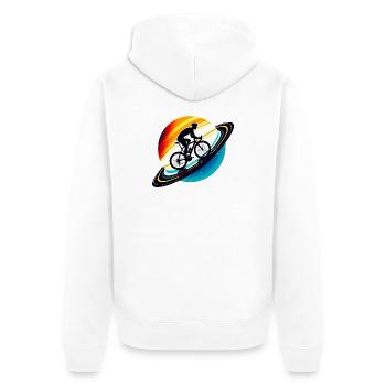 Cyclist on Saturn - Unisex Premium Organic Zip Hoodie - white - Back - Thijin (182cm)