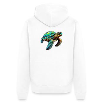Turtle - Unisex Premium Organic Zip Hoodie - white - Back - Thijin (182cm)