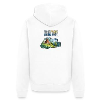Watercolor Map of Bhutan - Unisex Premium Organic Zip Hoodie - white - Back - Thijin (182cm)