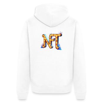 NFT in Lichtern – Leuchtendes Schilderdesign - Unisex Premium Bio Zip Hoodie - Weiß - Hinten - Thijin (182cm)