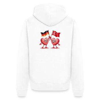 Germany and Turkey hearts - Unisex Premium Organic Zip Hoodie - white - Back - Thijin (182cm)
