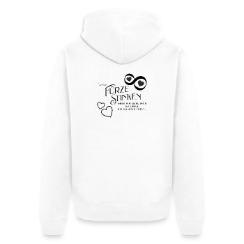 Herzschrift mit Zierlinien - Unisex Premium Bio Zip Hoodie - Weiß - Hinten - Thijin (182cm)
