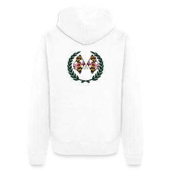 Flaggen USA Maryland Lorbeerkranz - Unisex Premium Bio Zip Hoodie - Weiß - Hinten - Thijin (182cm)