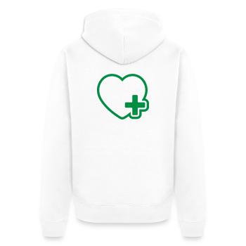 Herzsymbol für das Gesundheitswesen – Medizin und Wellness Symb - Unisex Premium Bio Zip Hoodie - Weiß - Hinten - Thijin (182cm)