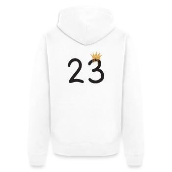 23 - Unisex Premium Organic Zip Hoodie - white - Back - Thijin (182cm)