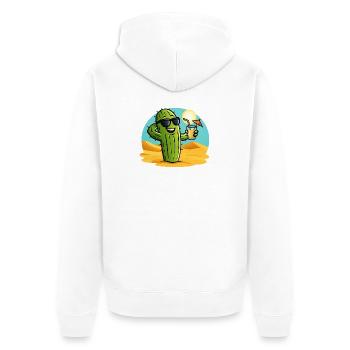 Kaktus Sommer - Unisex Premium Bio Zip Hoodie - Weiß - Hinten - Thijin (182cm)