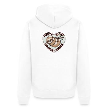 Heute Nicht Vielleicht Morgen Faultier Spruch - Unisex Premium Bio Zip Hoodie - Weiß - Hinten - Thijin (182cm)