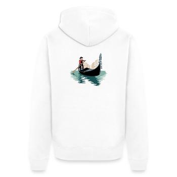Venezianisches Gondel-Abenteuer - Unisex Premium Bio Zip Hoodie - Weiß - Hinten - Thijin (182cm)