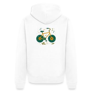 Melodic Vintage Bicycle Doodle - Unisex Premium Organic Zip Hoodie - white - Back - Thijin (182cm)