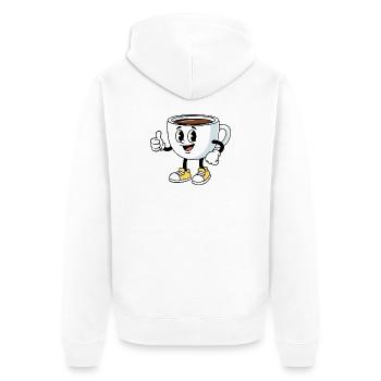 Cartoon Kaffeetasse Lustiger Kaffee Comic - Unisex Premium Bio Zip Hoodie - Weiß - Hinten - Thijin (182cm)