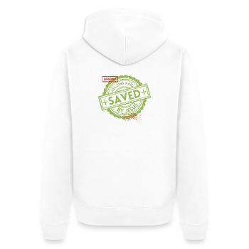SAVED_Green_1 - Unisex Premium Organic Zip Hoodie - white - Back - Thijin (182cm)