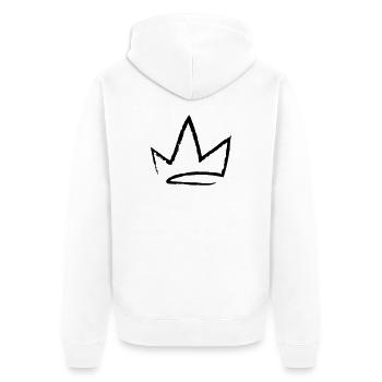 Krone Skizze - Unisex Premium Bio Zip Hoodie - Weiß - Hinten - Thijin (182cm)