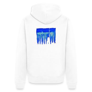 abstrait - fond bleu - Veste à capuche bio Premium Unisexe - blanc - Dos - Thijin (182cm)