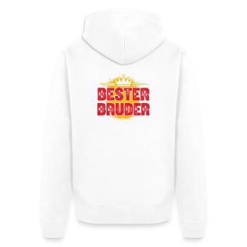 Bester Bruder Krone Design - Unisex Premium Bio Zip Hoodie - Weiß - Hinten - Thijin (182cm)
