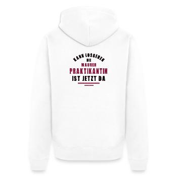 Praktikantin Maurerin Praktikum Maurerei - Unisex Premium Bio Zip Hoodie - Weiß - Hinten - Thijin (182cm)