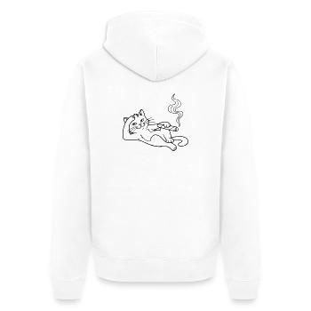Chillende Katze mit Zigarre – Humorvolles Design - Unisex Premium Bio Zip Hoodie - Weiß - Hinten - Thijin (182cm)