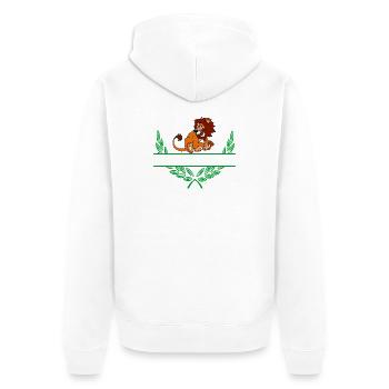 Lion Laurel Wreath with Namespace - Unisex Premium Organic Zip Hoodie - white - Back - Thijin (182cm)