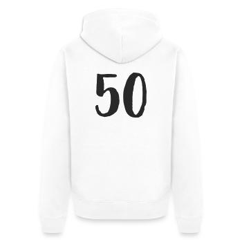 Police de caractères à 50 lettres à la main - Veste à capuche bio Premium Unisexe - blanc - Dos - Thijin (182cm)