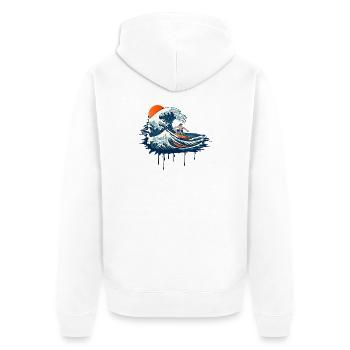 Illustration de vague dynamique sur une vague puissante - Veste à capuche bio Premium Unisexe - blanc - Dos - Thijin (182cm)