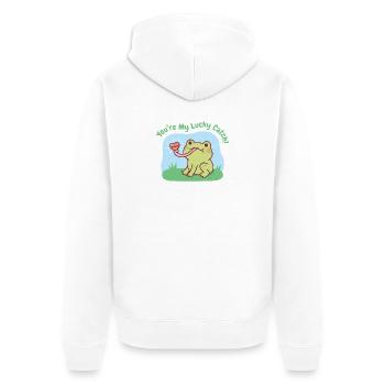 Cute Frog Catches Heart You Are My Lucky Catch - Unisex Premium Organic Zip Hoodie - white - Back - Thijin (182cm)
