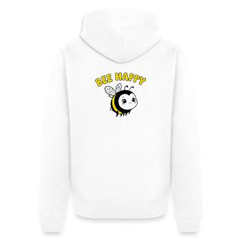 Bee Happy – Süße Cartoon Biene in Gelb Schwarz - Unisex Premium Bio Zip Hoodie - Weiß - Hinten - Thijin (182cm)