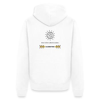 My Brain Works Differently – ADHD Focus Design - Unisex Premium Organic Zip Hoodie - white - Back - Thijin (182cm)