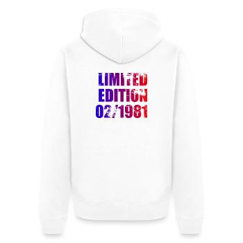45e anniversaire Édition limitée 02/1981 - Veste à capuche bio Premium Unisexe - blanc - Dos - Thijin (182cm)