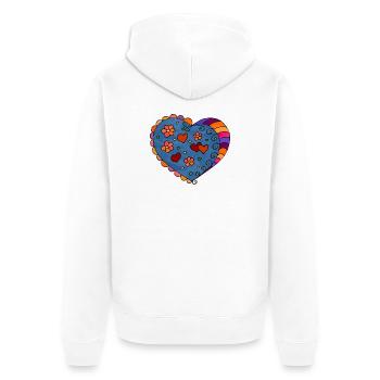 Herz - Unisex Premium Bio Zip Hoodie - Weiß - Hinten - Thijin (182cm)
