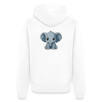 Dessin animé du petit ami éléphant - Veste à capuche bio Premium Unisexe - blanc - Dos - Thijin (182cm)