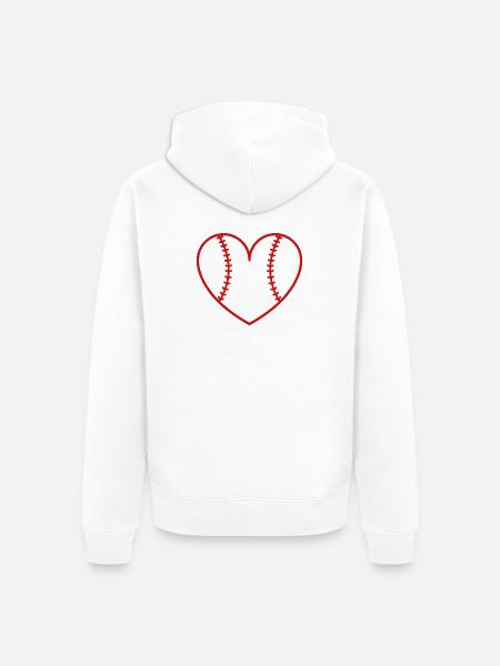 Baseball softball heart - Unisex Premium Organic Zip Hoodie - white