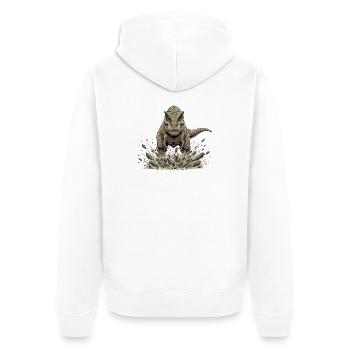 T rex Bursts out of the ground - Unisex Premium Organic Zip Hoodie - white - Back - Thijin (182cm)