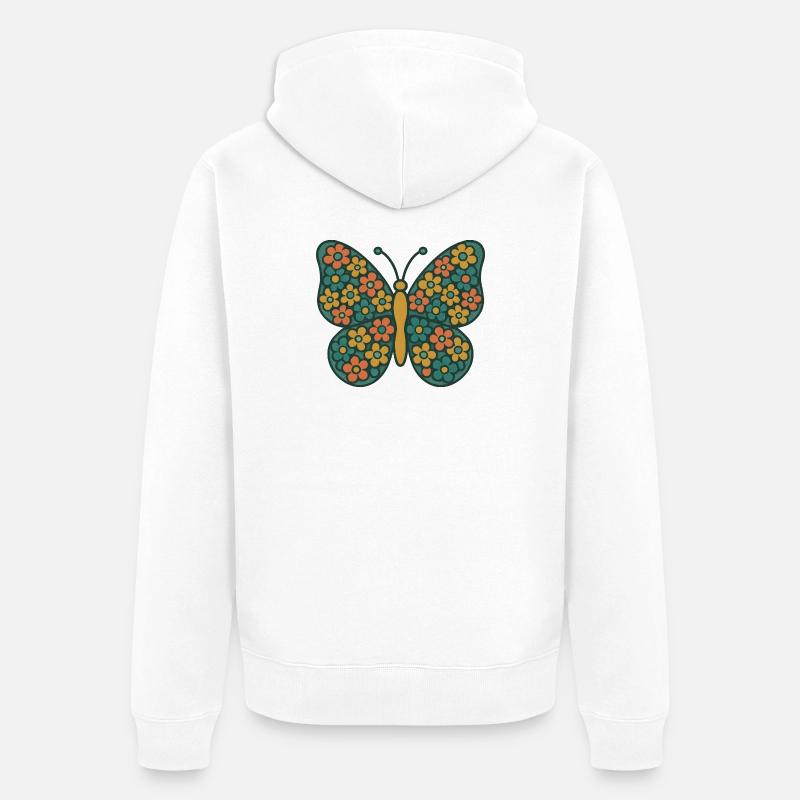 Papillon aux ailes de fleurs - Veste à capuche bio Premium Unisexe - blanc