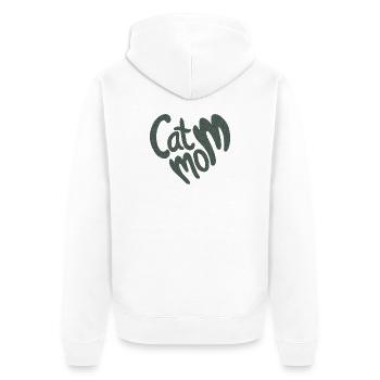 Cat mom heart lettering with grainy texture - Unisex Premium Organic Zip Hoodie - white - Back - Thijin (182cm)