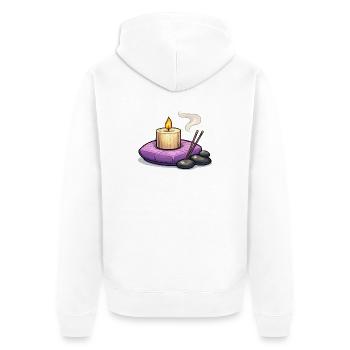 Zen-Kerze auf Purpurkissen - Unisex Premium Bio Zip Hoodie - Weiß - Hinten - Thijin (182cm)